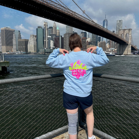 Aloha Vibes Sweatshirt - Out of Office Statement Pullover in Light Blue